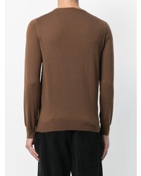 Мужской коричневый свитер с круглым вырезом от Laneus