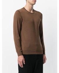 Мужской коричневый свитер с круглым вырезом от Laneus