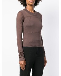 Женский коричневый свитер с круглым вырезом от Rick Owens