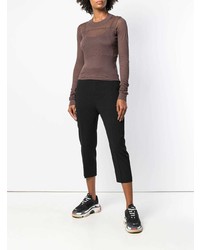 Женский коричневый свитер с круглым вырезом от Rick Owens