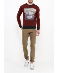 Мужской коричневый свитер с круглым вырезом от Frank NY