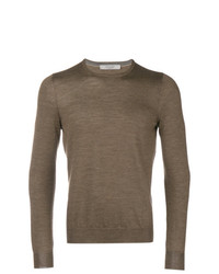 Мужской коричневый свитер с круглым вырезом от La Fileria For D'aniello