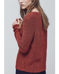 Женский коричневый свитер с круглым вырезом от Mango