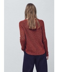 Женский коричневый свитер с круглым вырезом от Mango