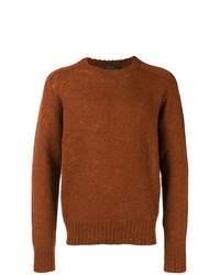Мужской коричневый свитер с круглым вырезом от Prada