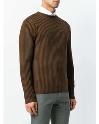 Мужской коричневый свитер с круглым вырезом от Dell'oglio