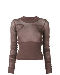 Женский коричневый свитер с круглым вырезом от Rick Owens