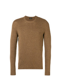 Мужской коричневый свитер с круглым вырезом от Roberto Collina