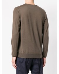 Мужской коричневый свитер с круглым вырезом от Paolo Pecora