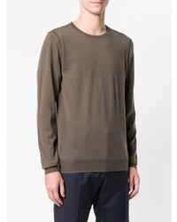 Мужской коричневый свитер с круглым вырезом от Paolo Pecora