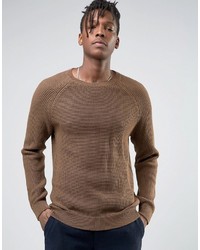 Мужской коричневый свитер с круглым вырезом от Selected