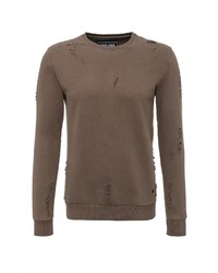 Мужской коричневый свитер с круглым вырезом