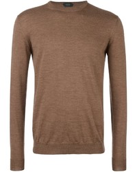 Мужской коричневый свитер с круглым вырезом от Zanone