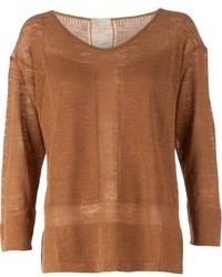 Женский коричневый свитер с круглым вырезом