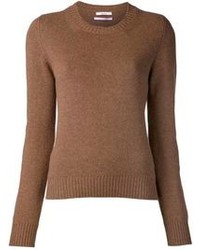 Женский коричневый свитер с круглым вырезом