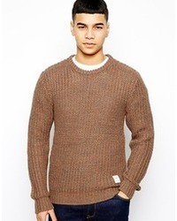 Мужской коричневый свитер с круглым вырезом