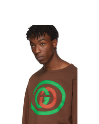 Мужской коричневый свитшот с принтом от Gucci