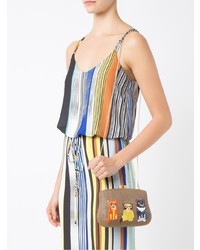 Коричневый соломенный клатч с вышивкой от Serpui