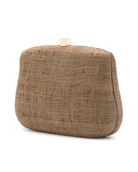 Коричневый соломенный клатч с вышивкой от Serpui