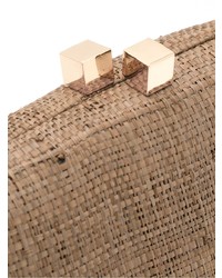 Коричневый соломенный клатч с вышивкой от Serpui