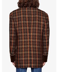Мужской коричневый твидовый пиджак в клетку от Gucci