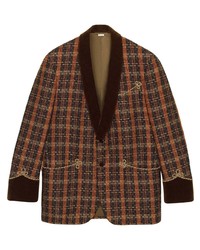 Мужской коричневый твидовый пиджак в клетку от Gucci