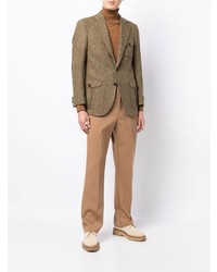 Мужской коричневый твидовый пиджак с узором "в ёлочку" от Man On The Boon.