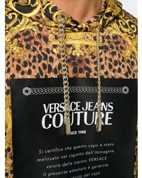 Мужской коричневый худи с леопардовым принтом от VERSACE JEANS COUTURE