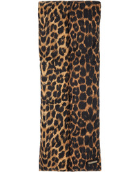 Коричневый шарф с леопардовым принтом