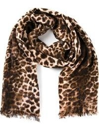 Женский коричневый шарф с леопардовым принтом от By Malene Birger