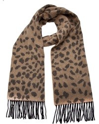 Женский коричневый шарф с леопардовым принтом от Lucien Pellat-Finet