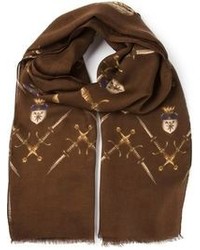 Мужской коричневый шарф с принтом от Dolce & Gabbana