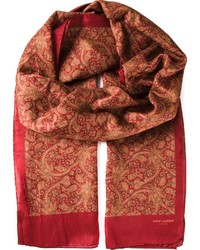 Мужской коричневый шарф с принтом от Saint Laurent