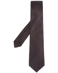 Мужской коричневый шелковый галстук в горошек от Kiton