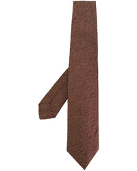 Мужской коричневый шелковый галстук с вышивкой от Kiton