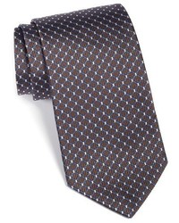 Коричневый шелковый галстук с геометрическим рисунком