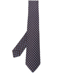 Мужской коричневый шелковый галстук с геометрическим рисунком от Kiton