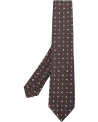 Мужской коричневый шелковый галстук с принтом от Kiton
