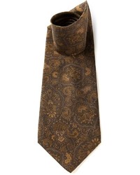 Мужской коричневый шелковый галстук с принтом от Valentino