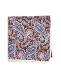 Коричневый шелковый нагрудный платок с "огурцами"