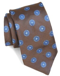 Коричневый шелковый плетеный галстук