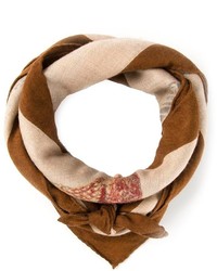 Женский коричневый шелковый шарф с принтом от Hermes