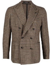 Мужской коричневый шерстяной двубортный пиджак с узором "гусиные лапки" от Tagliatore
