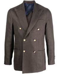 Мужской коричневый шерстяной двубортный пиджак от Barba