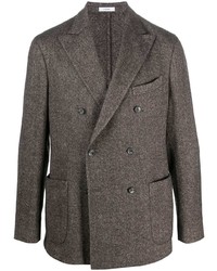 Мужской коричневый шерстяной двубортный пиджак от Boglioli