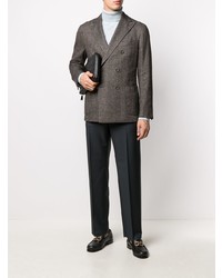 Мужской коричневый шерстяной двубортный пиджак от Boglioli