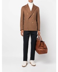 Мужской коричневый шерстяной двубортный пиджак от Tagliatore