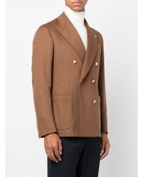 Мужской коричневый шерстяной двубортный пиджак от Tagliatore