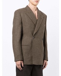 Мужской коричневый шерстяной двубортный пиджак от Lemaire
