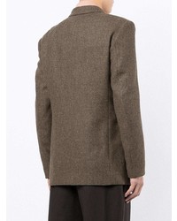 Мужской коричневый шерстяной двубортный пиджак от Lemaire